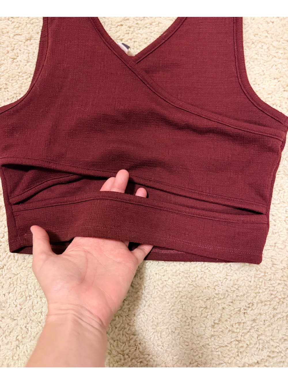 Roxy Maroon Ribbed Crop Tank - Picture 3 of 5